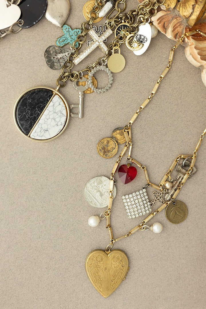 Half Moon Vintage Charm Necklace - Flea Style