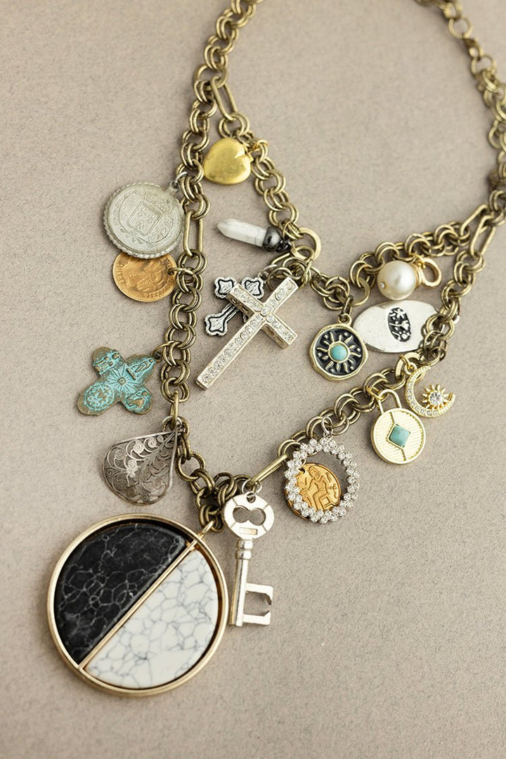 Half Moon Vintage Charm Necklace - Flea Style