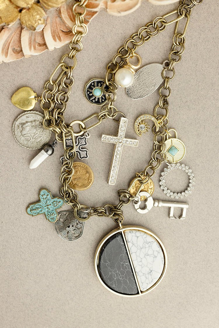 Half Moon Vintage Charm Necklace - Flea Style