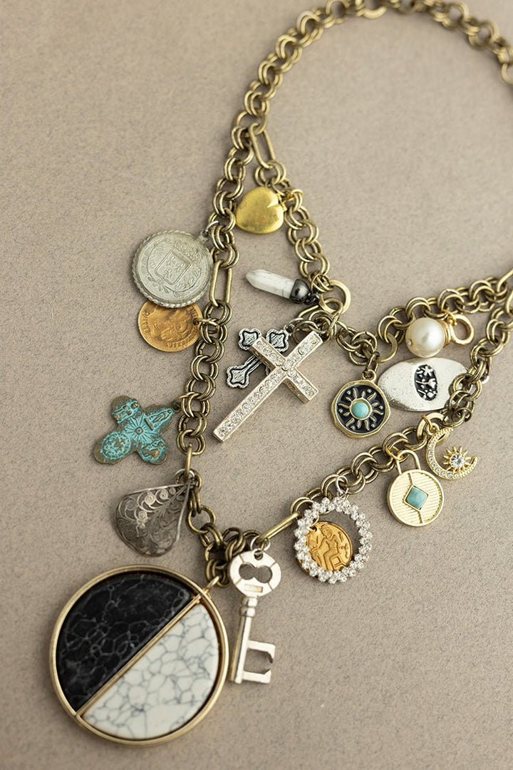 Half Moon Vintage Charm Necklace - Flea Style