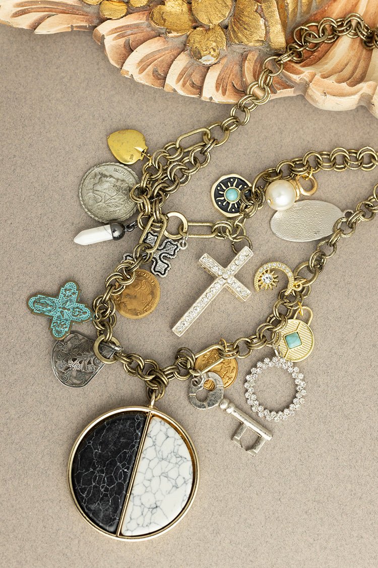 Half Moon Vintage Charm Necklace - Flea Style