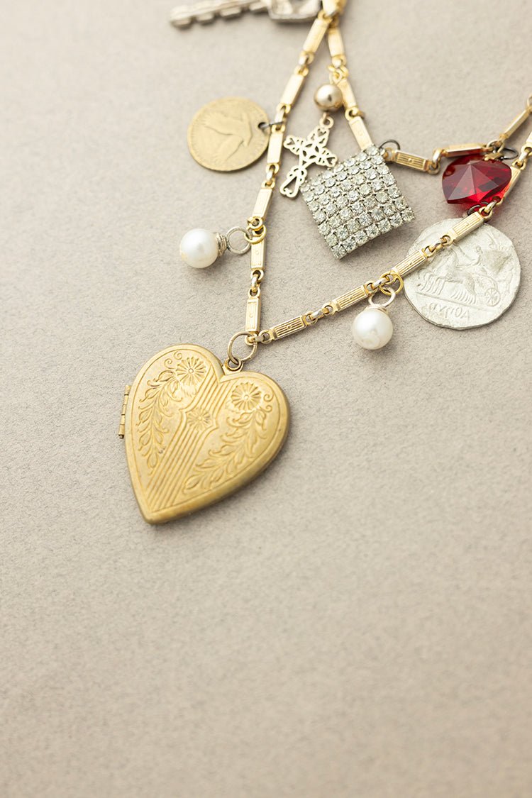 Heart Locket Vintage Charm Necklace - Flea Style