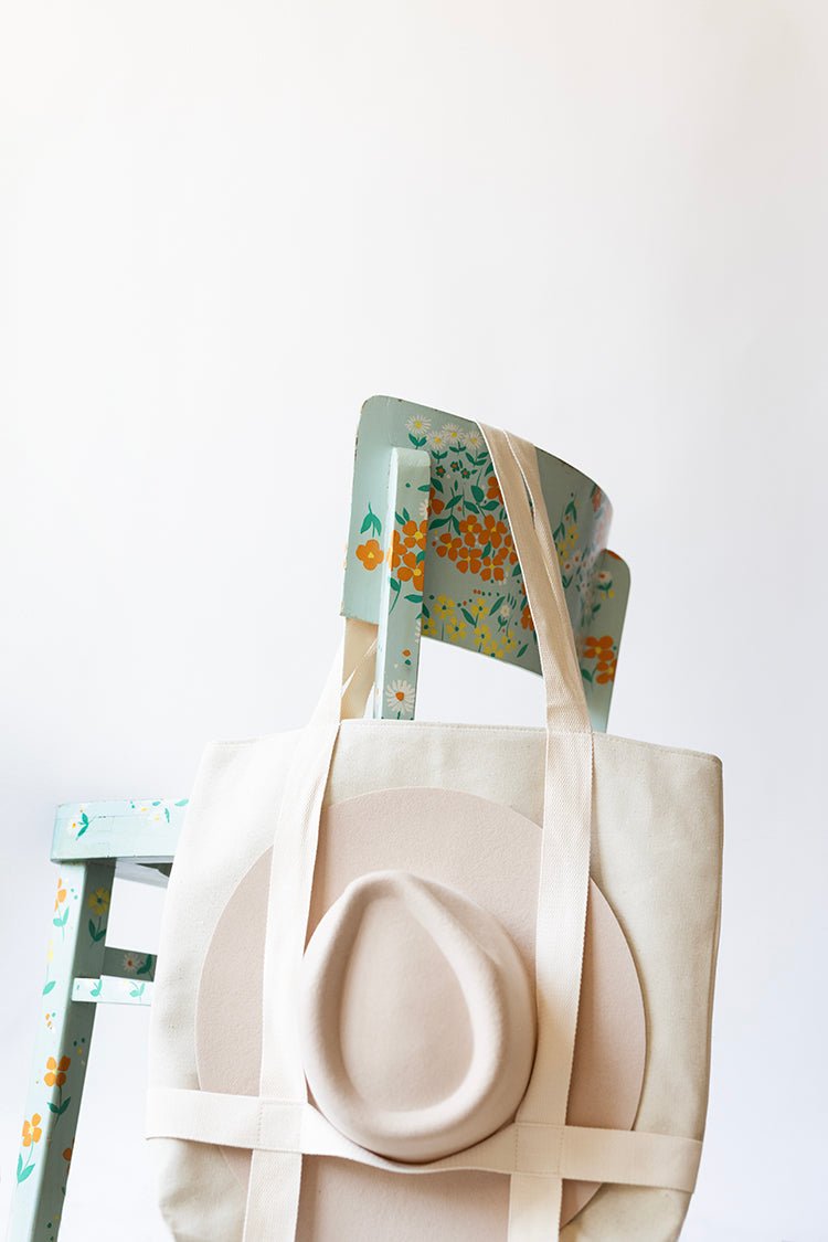 Ivory Canvas Hat Holder Tote Bag - Flea Style