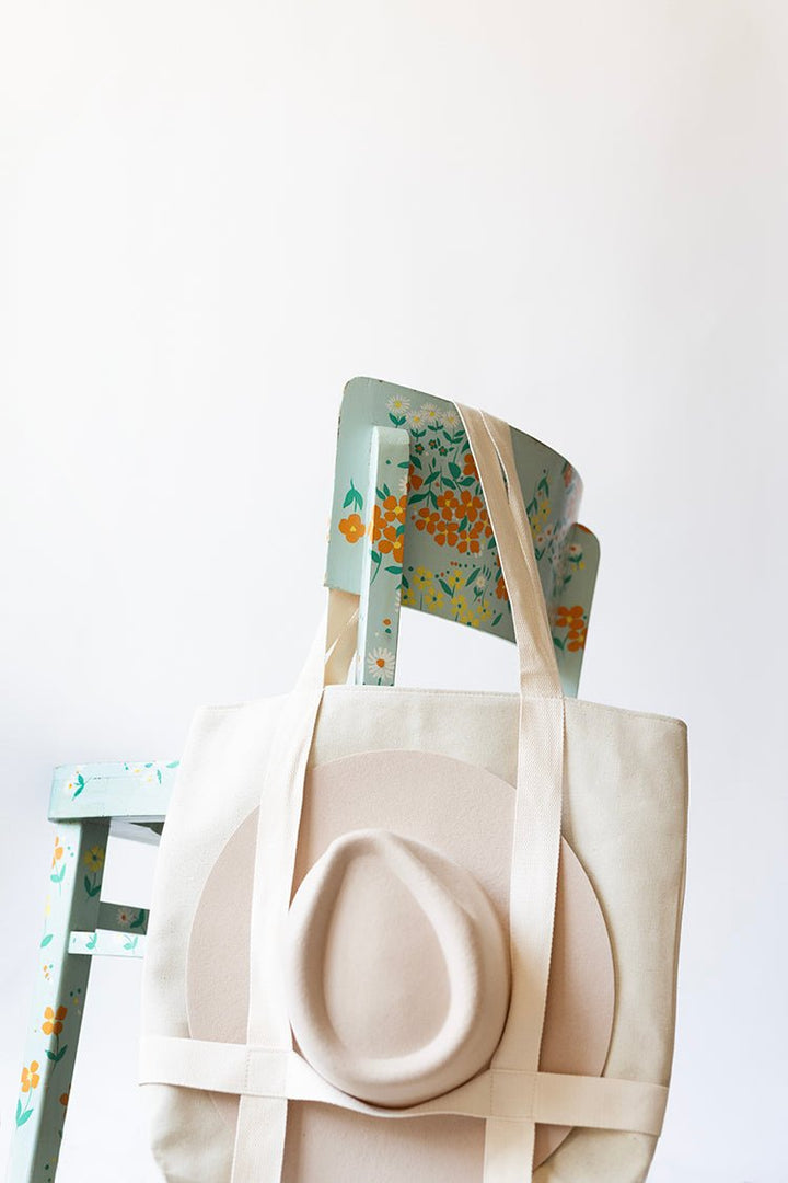 Ivory Canvas Hat Holder Tote Bag - Flea Style