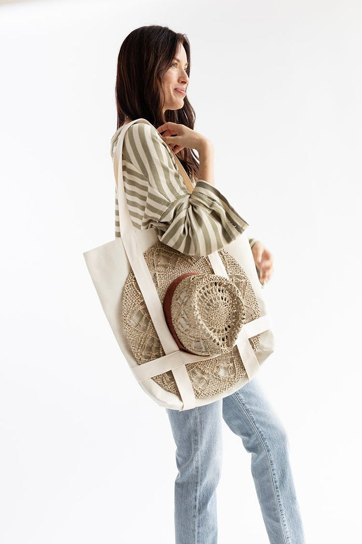 Ivory Canvas Hat Holder Tote Bag - Flea Style