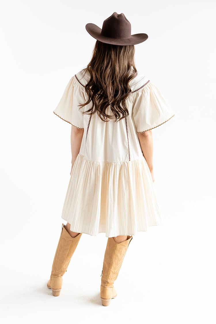 Ivory Embroidered Baby Doll Dress - Flea Style