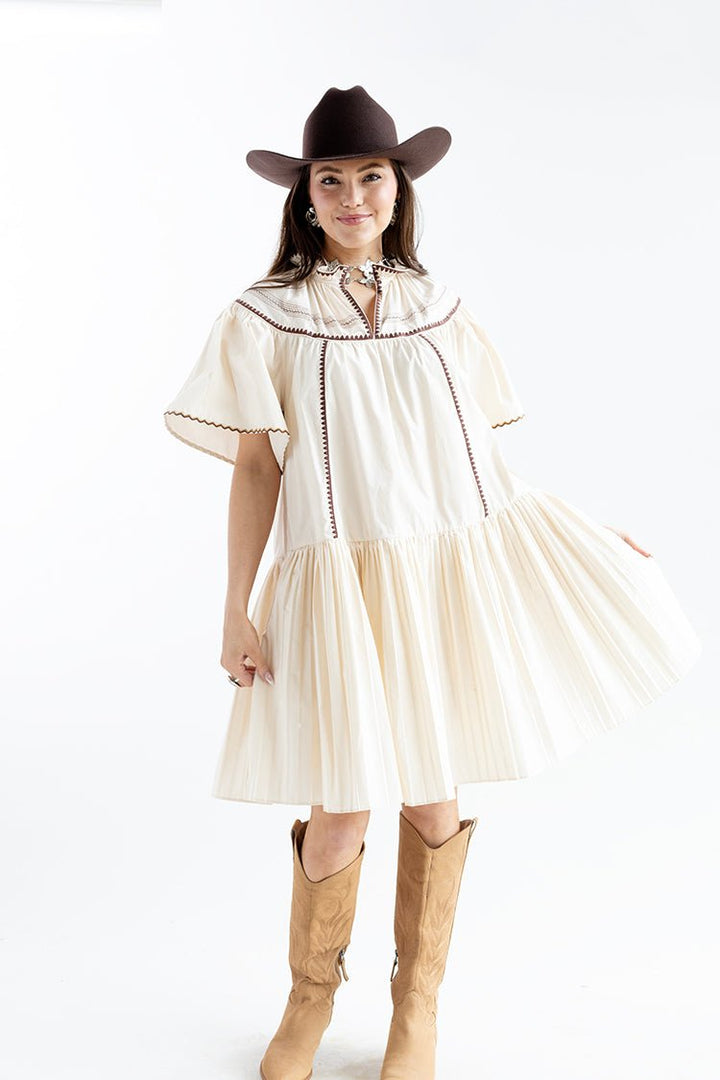 Ivory Embroidered Baby Doll Dress - Flea Style