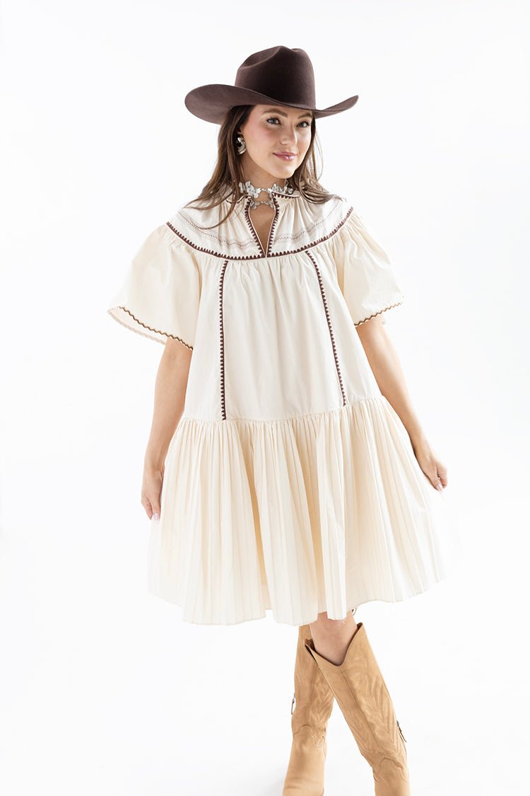 Ivory Embroidered Baby Doll Dress - Flea Style