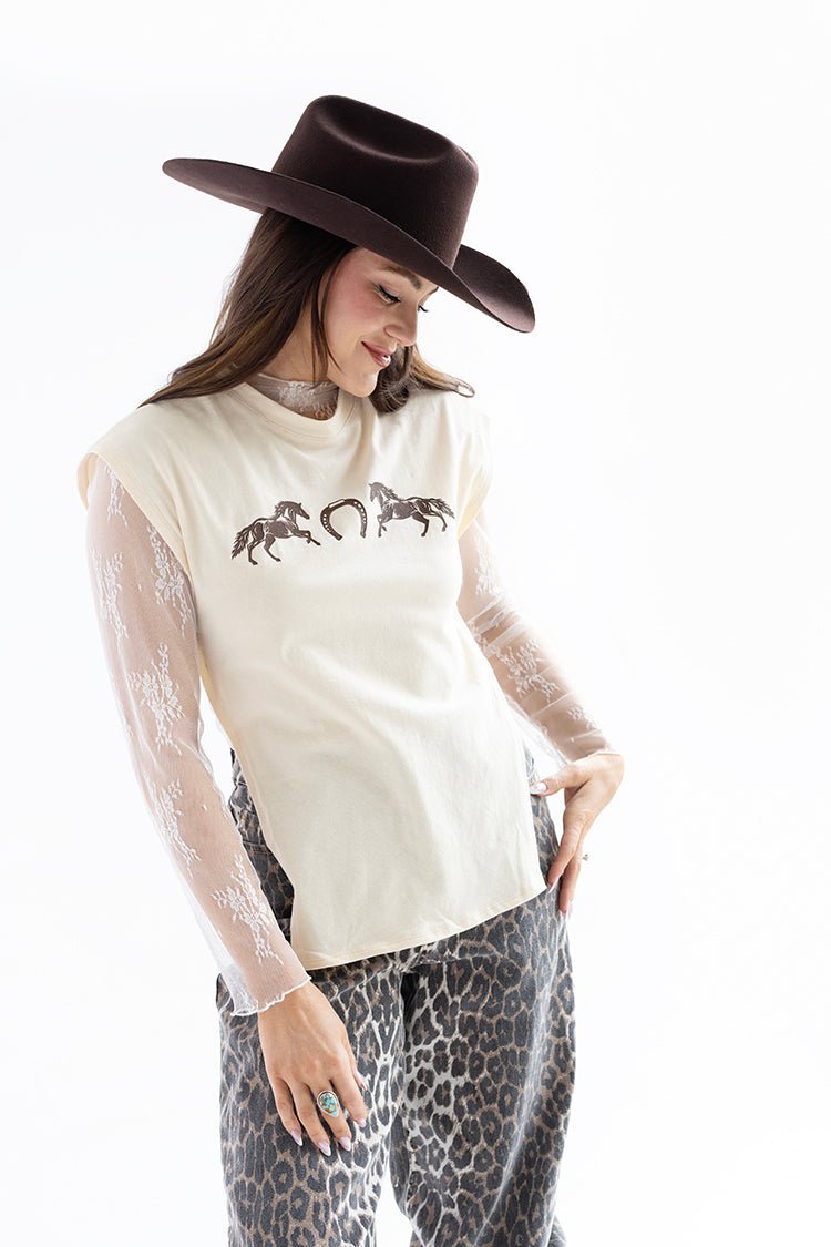 Ivory Lace Mock Neck Long Sleeve Top - Flea Style