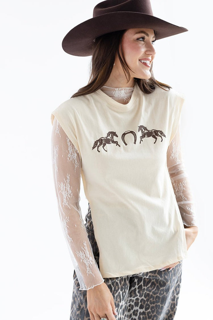 Ivory Lace Mock Neck Long Sleeve Top - Flea Style