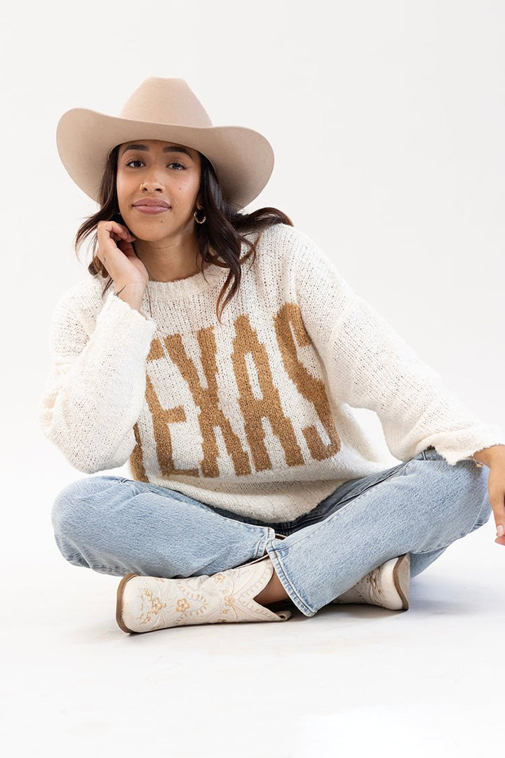 Ivory Texas Chunky Knit Long Sleeve Sweater - Flea Style