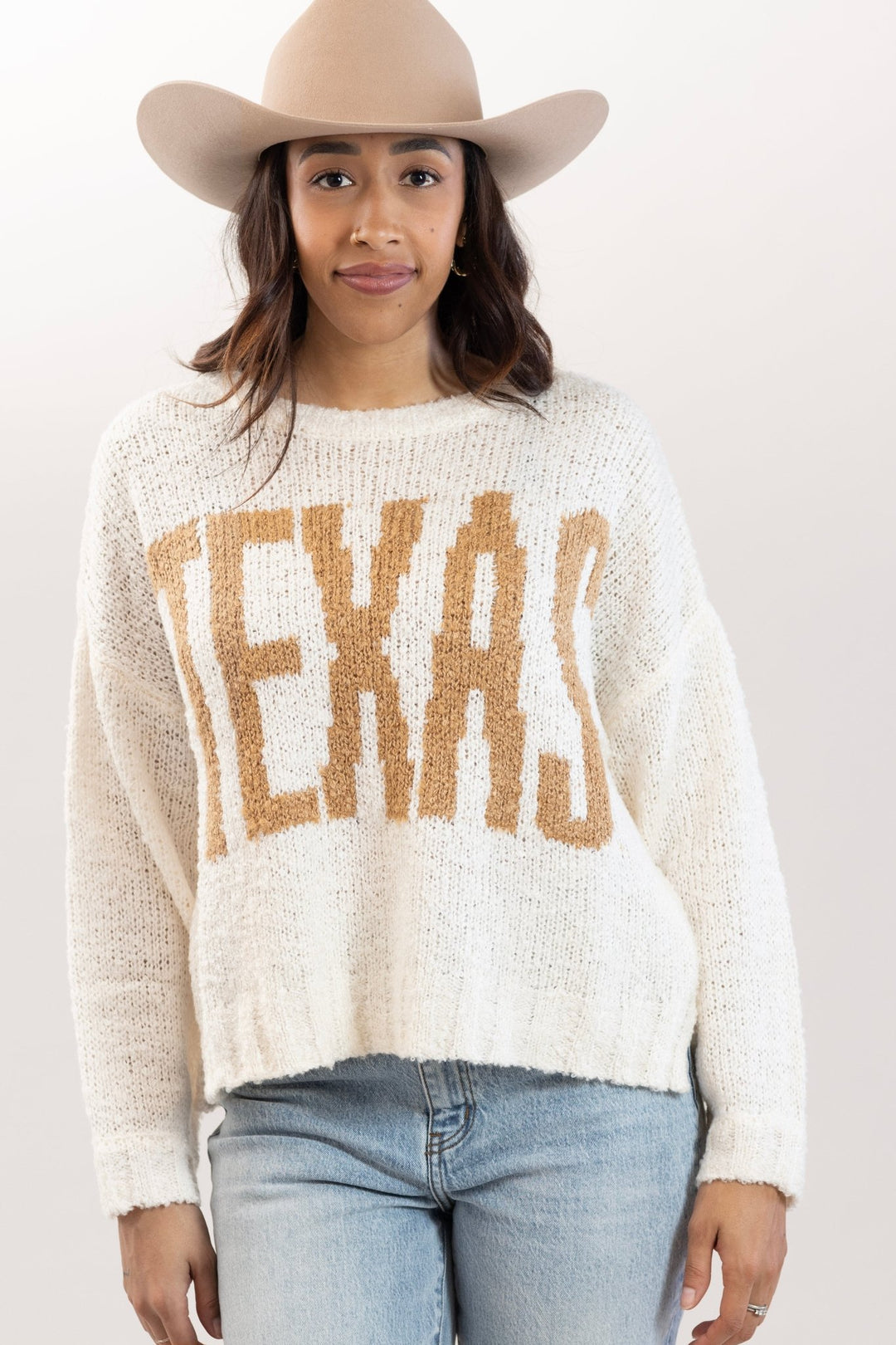 Ivory Texas Chunky Knit Long Sleeve Sweater - Flea Style