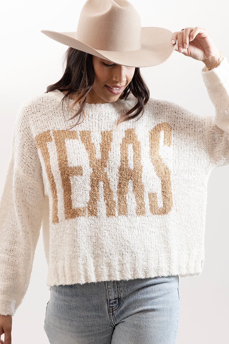 Ivory Texas Chunky Knit Long Sleeve Sweater - Flea Style