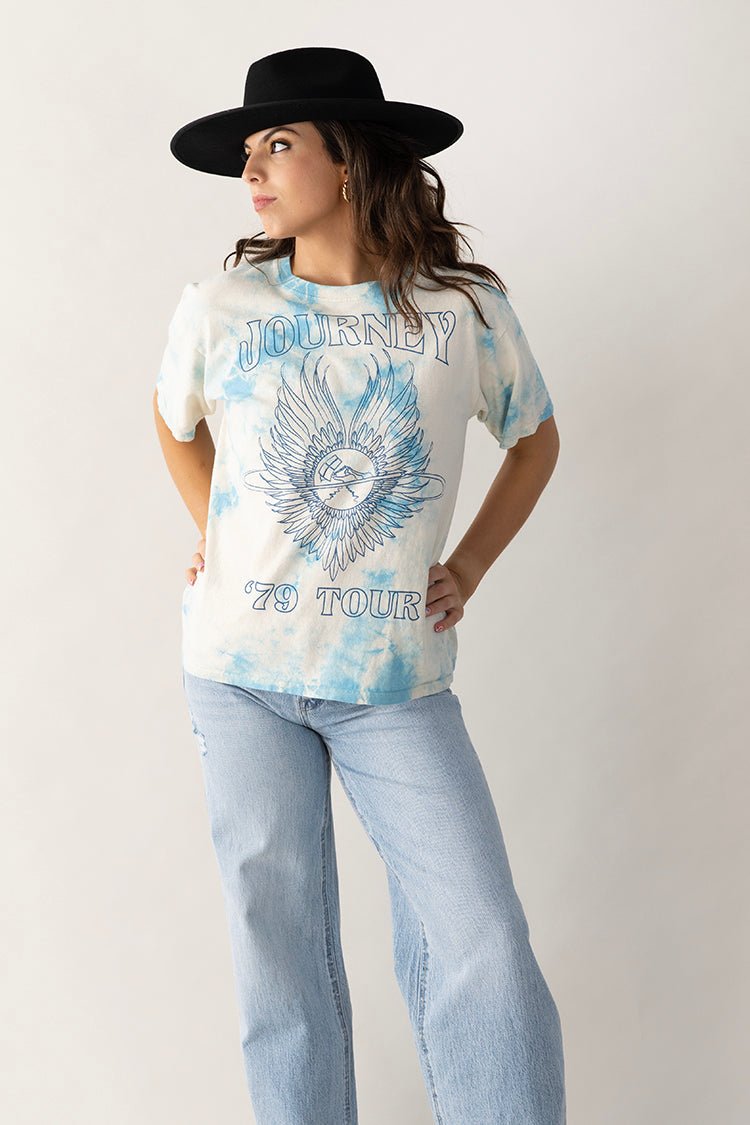 Journey Blue Tie - Dye Band T-Shirt - Flea Style