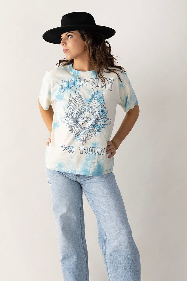 Journey Blue Tie - Dye Band T-Shirt - Flea Style
