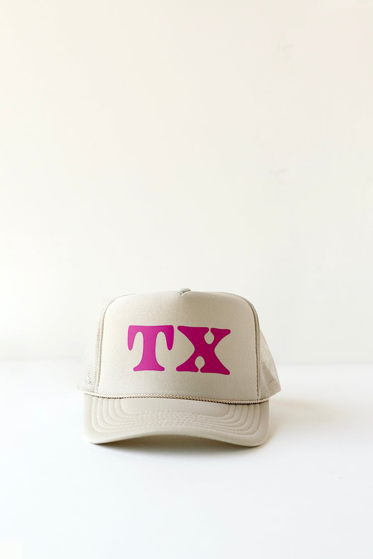 Khaki and Pink "TX" Trucker Hat - Flea Style