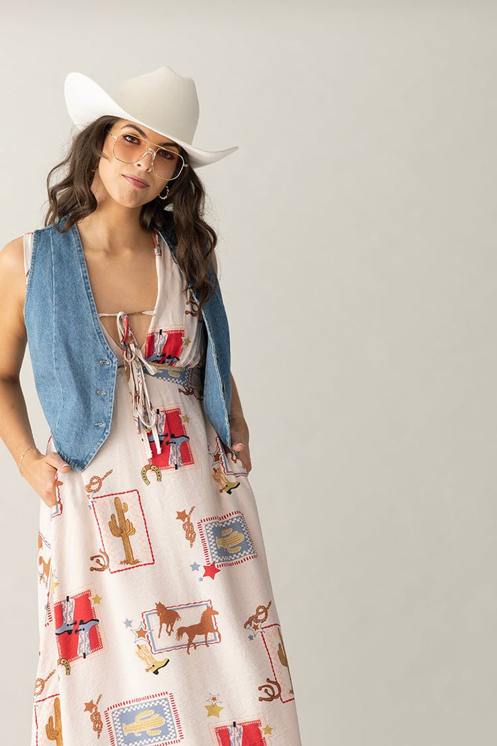 Light Wash Snap Button Denim Vest - Flea Style