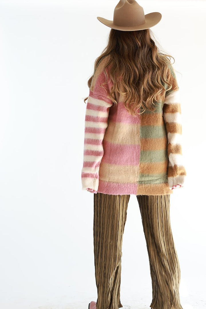 Longline Multi - Color Striped Sweater - Flea Style