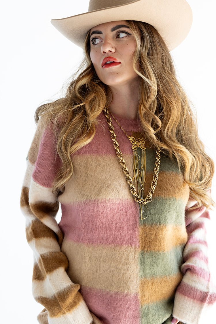 Longline Multi - Color Striped Sweater - Flea Style