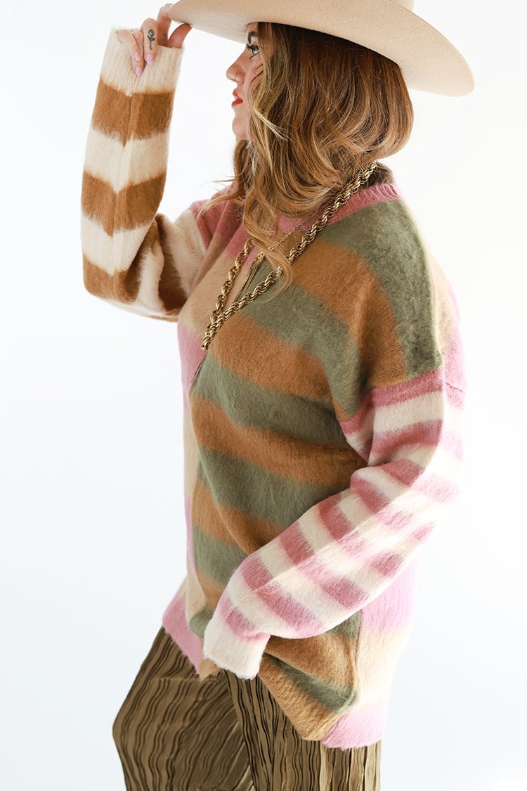 Longline Multi - Color Striped Sweater - Flea Style