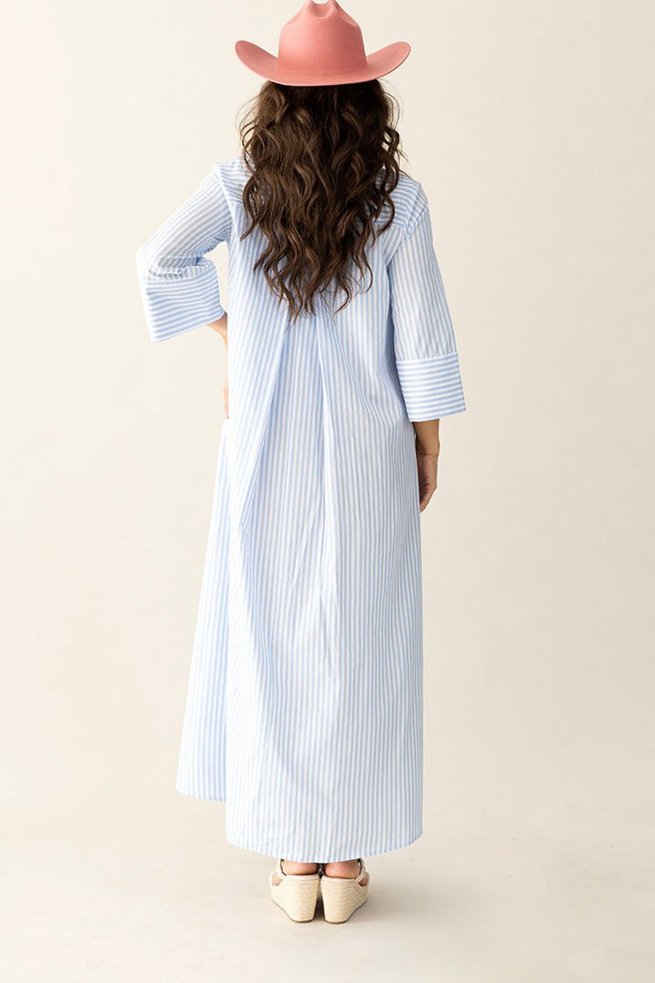 Loose Fitting Striped Maxi Shirt Dress - Flea Style