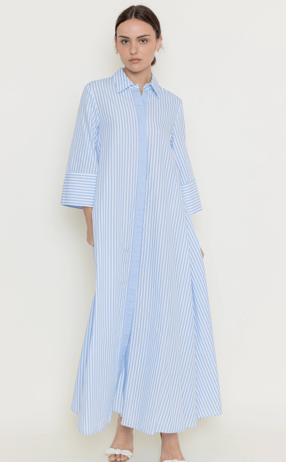 Loose Fitting Striped Maxi Shirt Dress - Flea Style