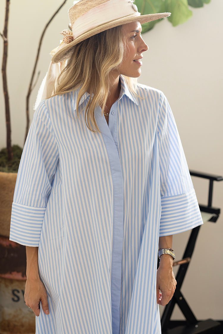Loose Fitting Striped Maxi Shirt Dress - Flea Style