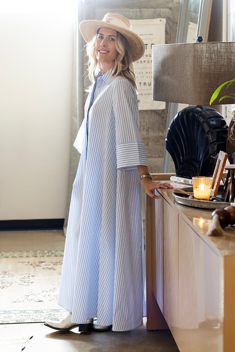 Loose Fitting Striped Maxi Shirt Dress - Flea Style