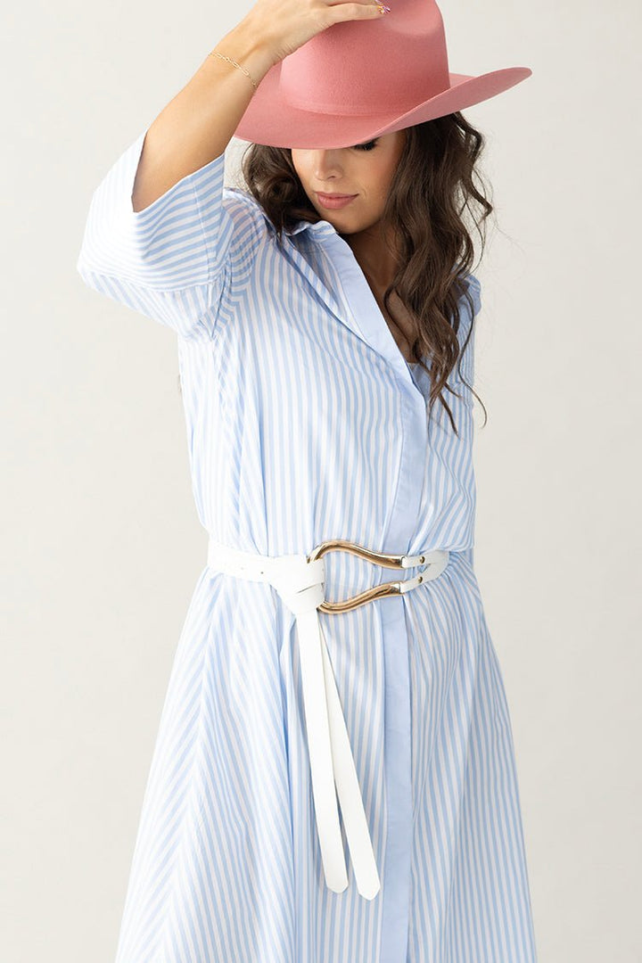Loose Fitting Striped Maxi Shirt Dress - Flea Style