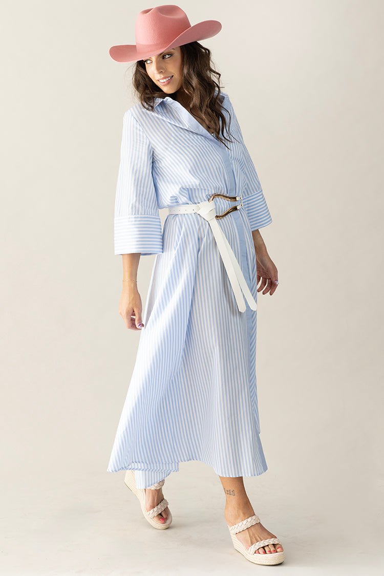 Loose Fitting Striped Maxi Shirt Dress - Flea Style