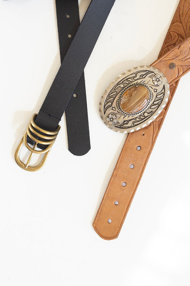 Multi D - Ring Genuine Leather Belt - Flea Style