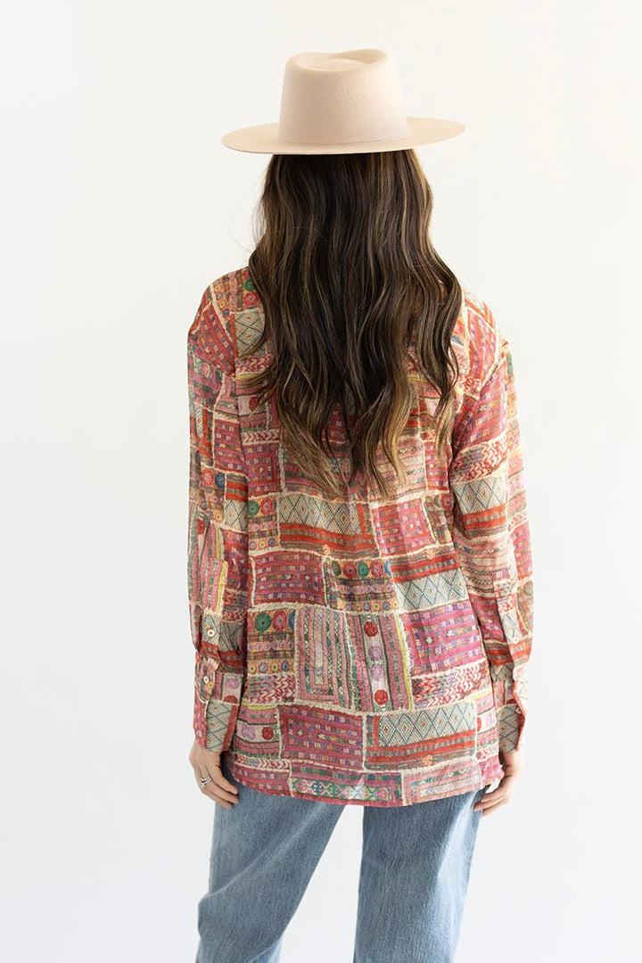 Multicolored Patchwork Print Blouse - Flea Style