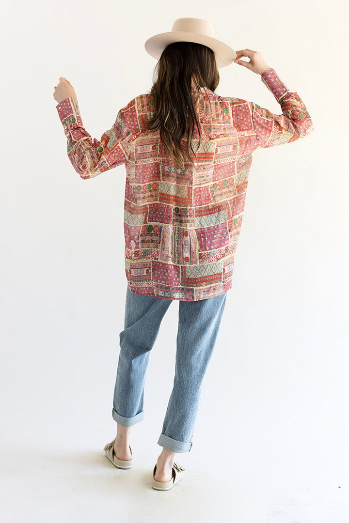 Multicolored Patchwork Print Blouse - Flea Style