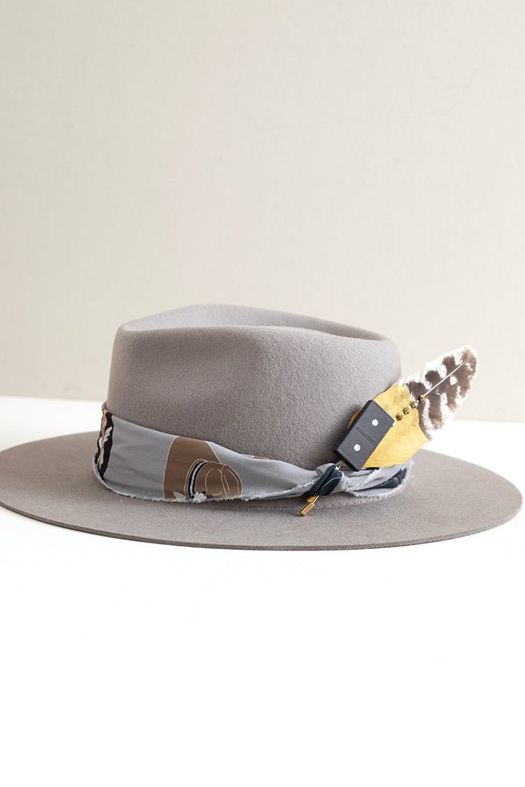 Painted Bling Studded Hat Feather - Gold - Flea Style