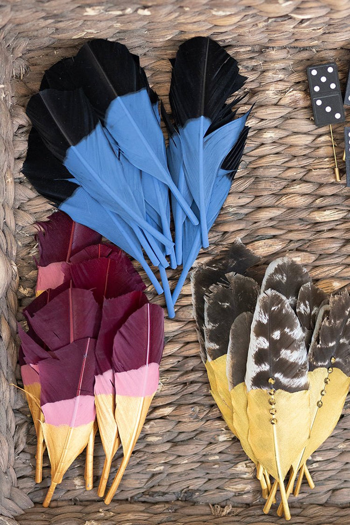 Painted Hat Feather - Blue - Flea Style