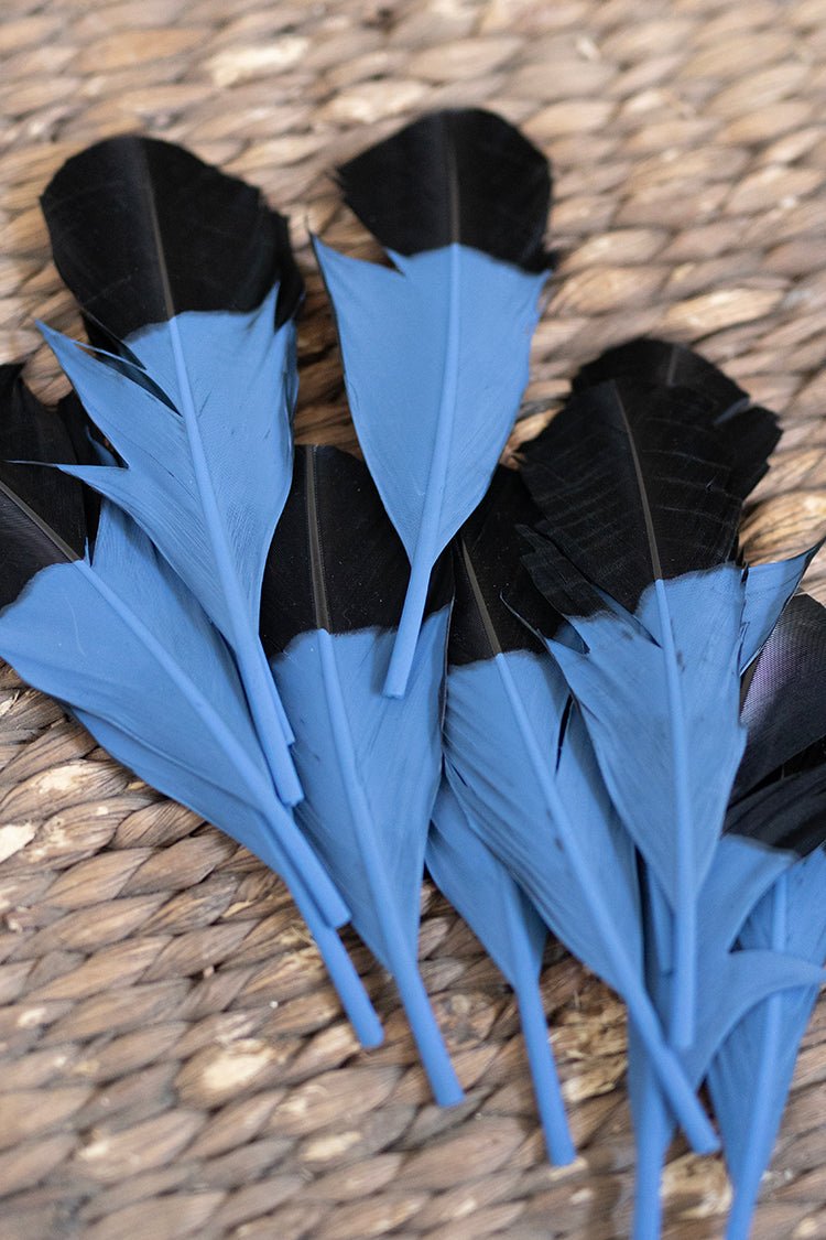 Painted Hat Feather - Blue - Flea Style