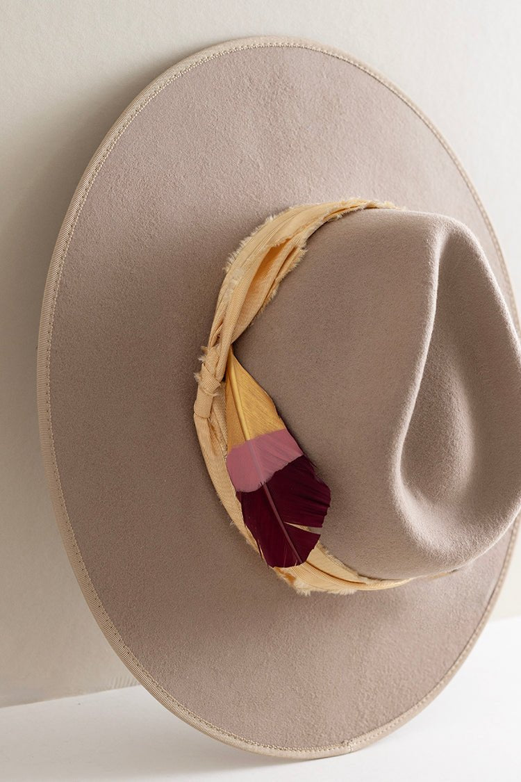 Painted Hat Feather - Gold/Pink - Flea Style