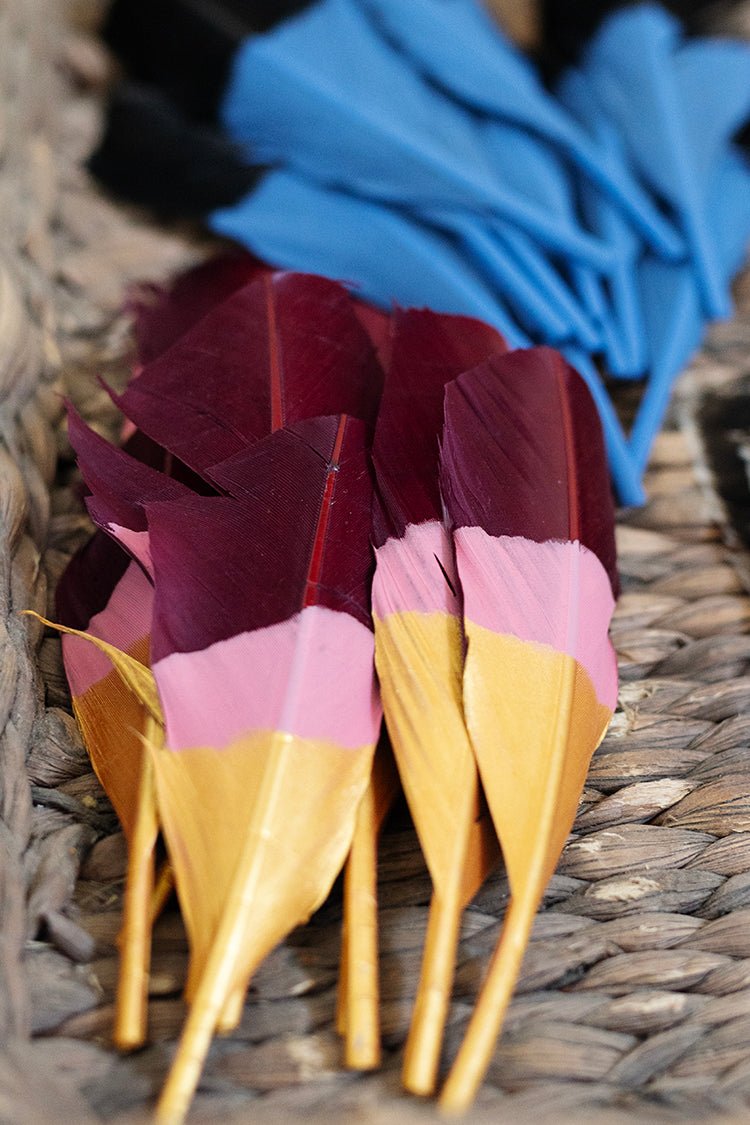 Painted Hat Feather - Gold/Pink - Flea Style