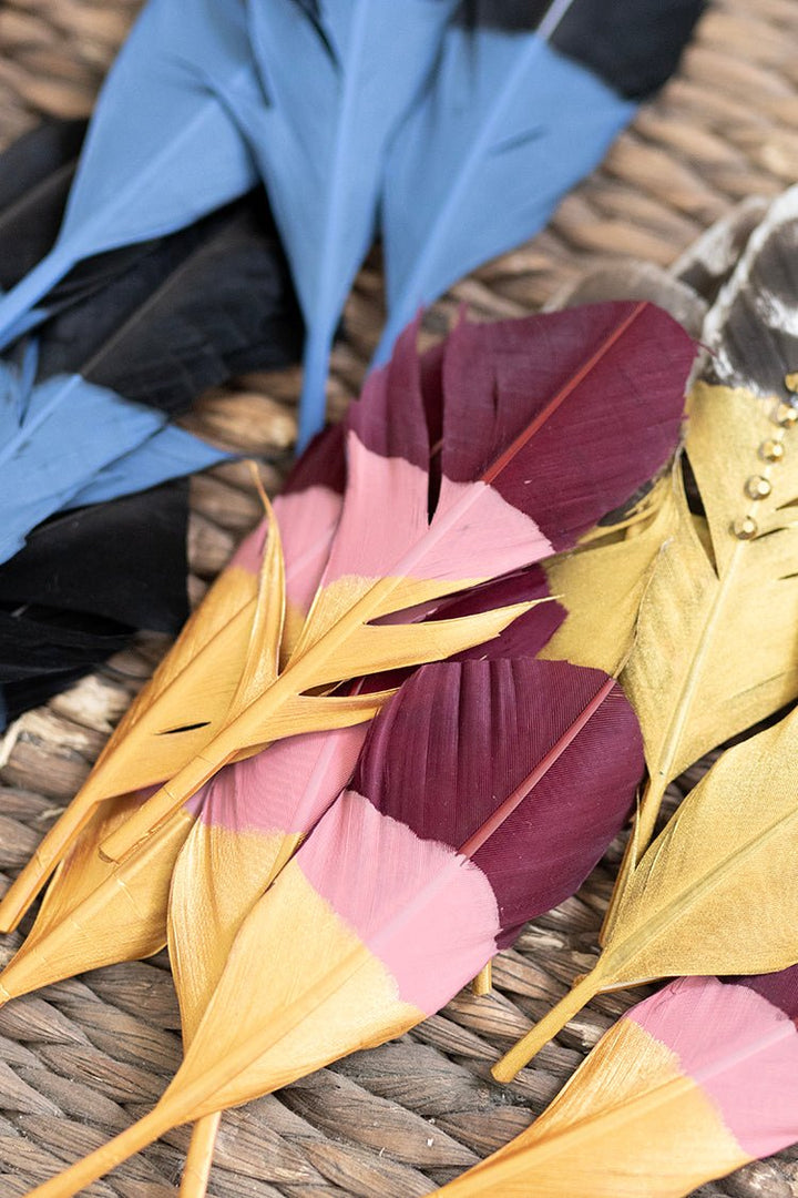 Painted Hat Feather - Gold/Pink - Flea Style