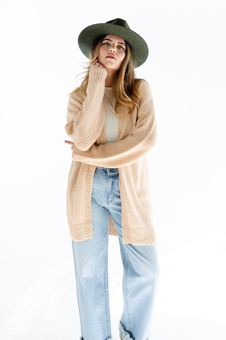 Peace Sign Contrast Open Cardigan Duster - Flea Style