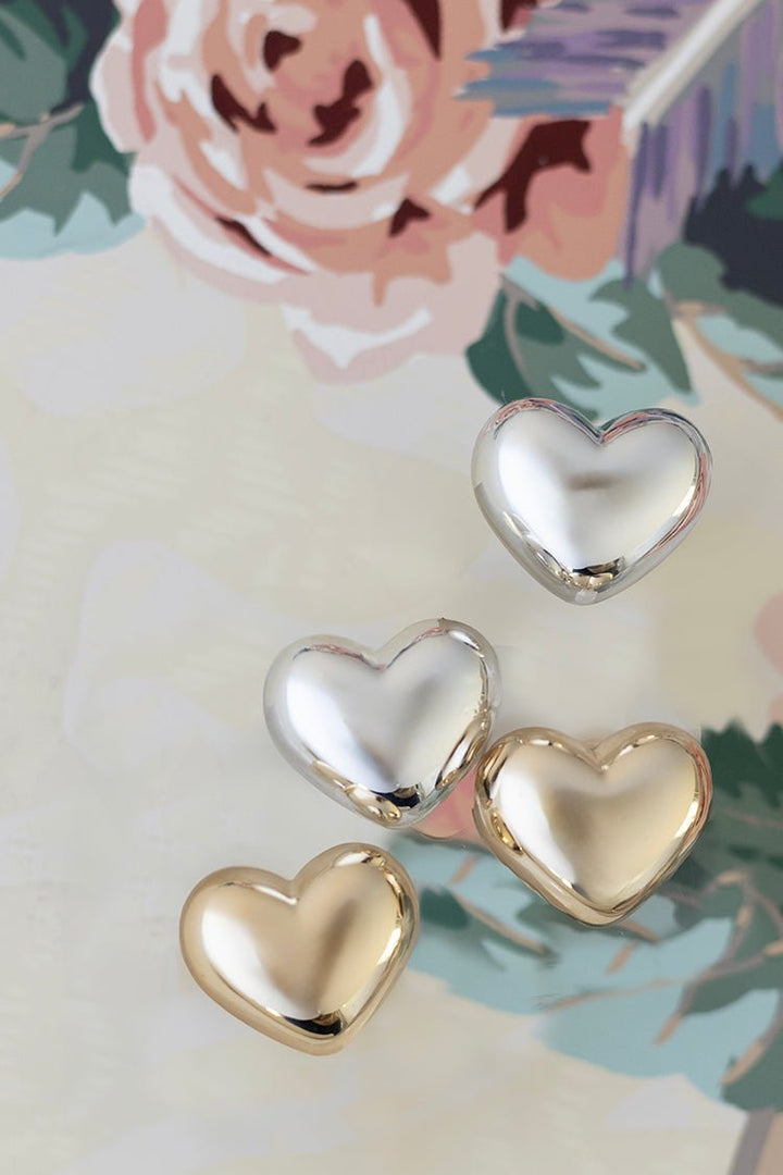 Puffy Heart Stud Earrings - Flea Style