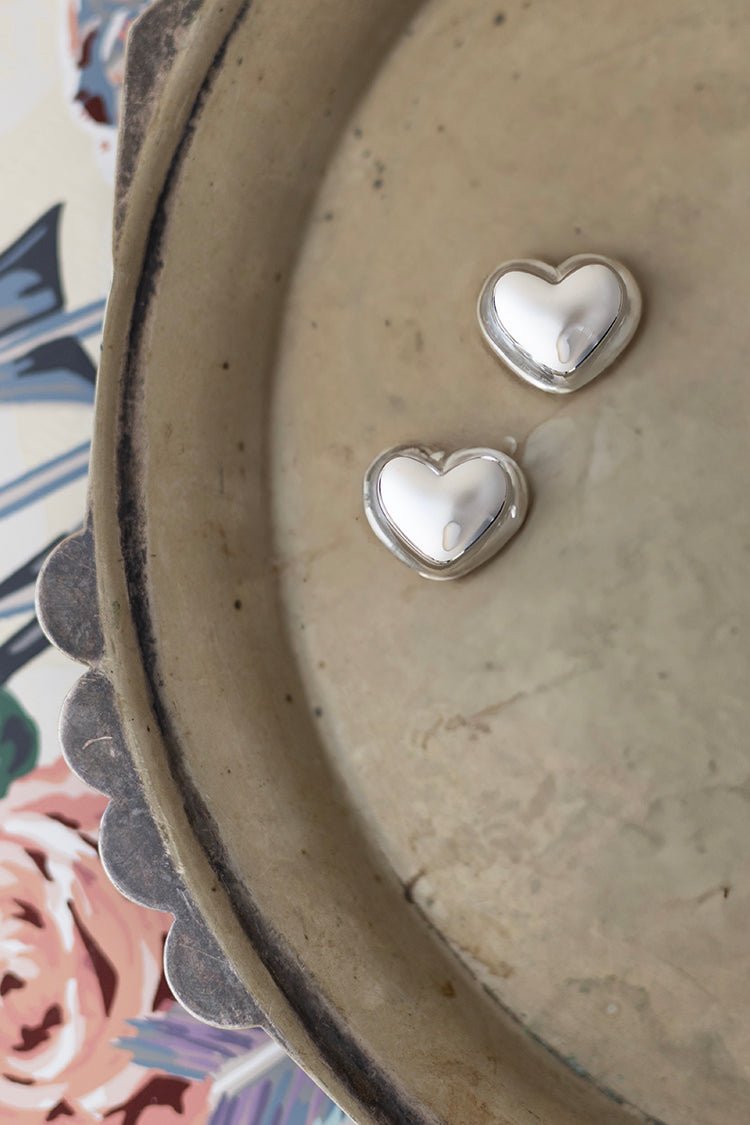 Puffy Heart Stud Earrings - Flea Style