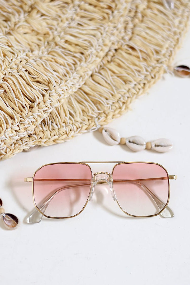 Rounded Square Aviator Metal Frame Sunglasses - Flea Style