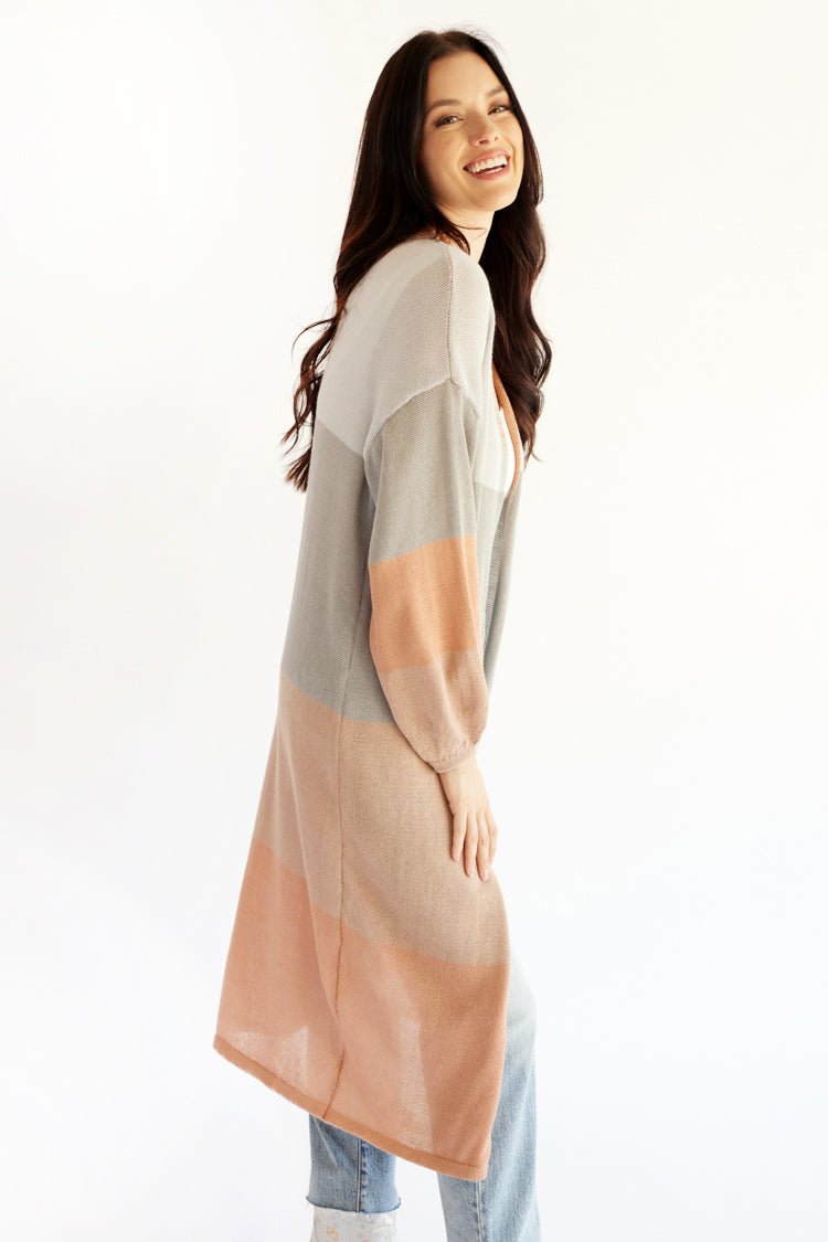 Sage and Terracotta Striped Knit Duster - Flea Style