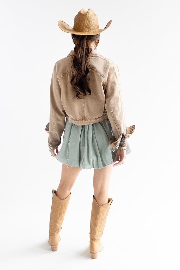 Sage Green Bubble Hem Mini Skirt - Flea Style