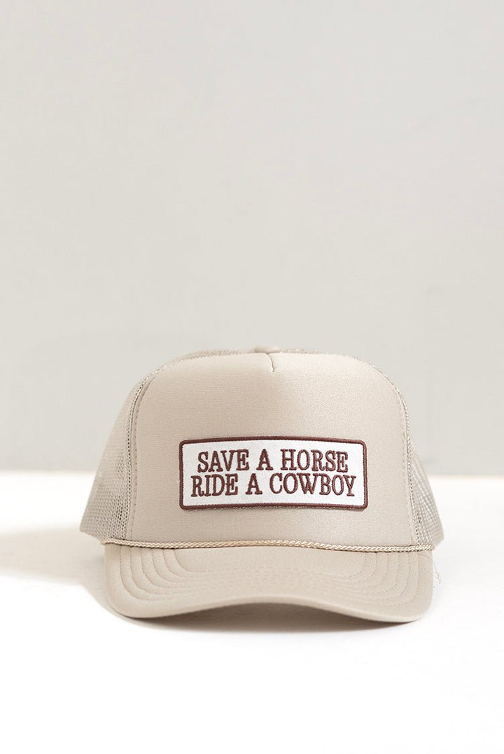"Save a Horse" Khaki Trucker Hat - Flea Style