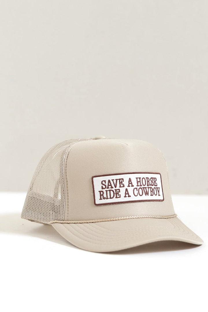 "Save a Horse" Khaki Trucker Hat - Flea Style