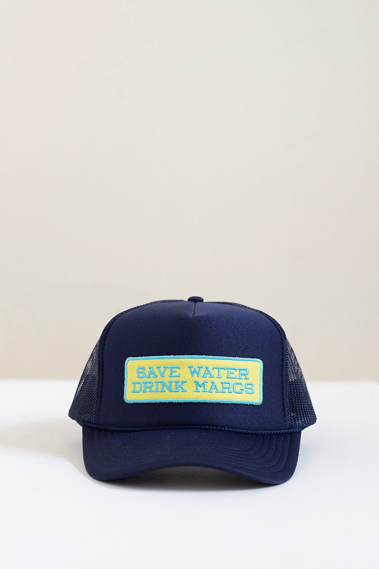 "Save Water Drink Margs" Navy Trucker Hat - Flea Style