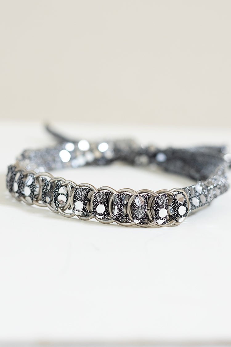 Silver Sequin Chain Hat Band - Flea Style