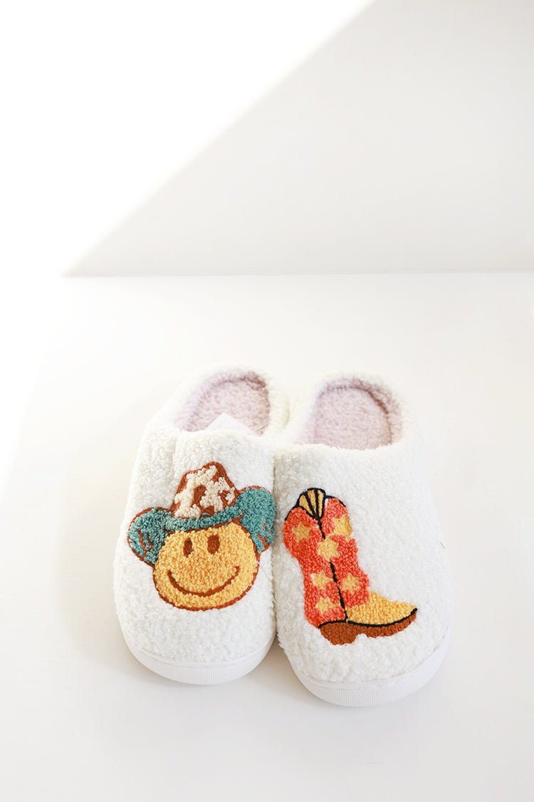 Smiley Face Cowboy + Boot Slippers - Flea Style